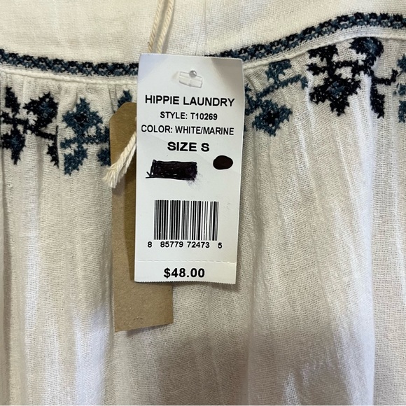 Hippie Laundry Cotton Boho Tunic White/Navy Size Small NWT - Picture 6 of 10